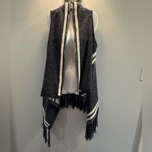 Anthropologie Paper Crane reversible fringed tassle sleeveless cardigan …